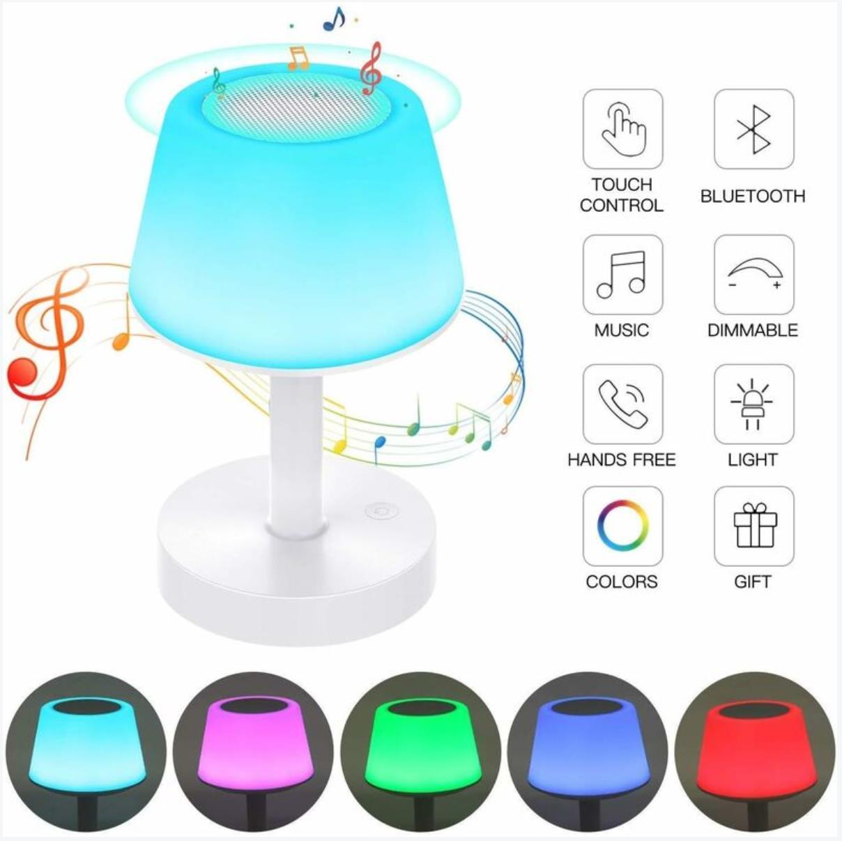Portable Bluetooth Speaker LED Bedside Lamp, Touch Screen Night Light with Color  Changing, Rechargea – GOLDSTAR ROCK